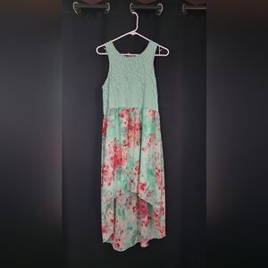 Lilt Girls Floral Party Dress. Green and Pink in Color 20.5 PlusSize Kids Used